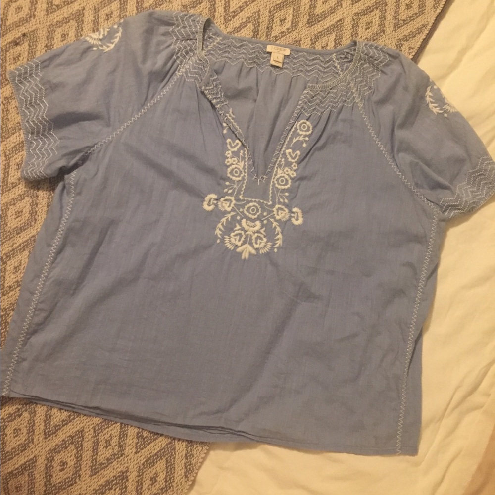 Light blue top